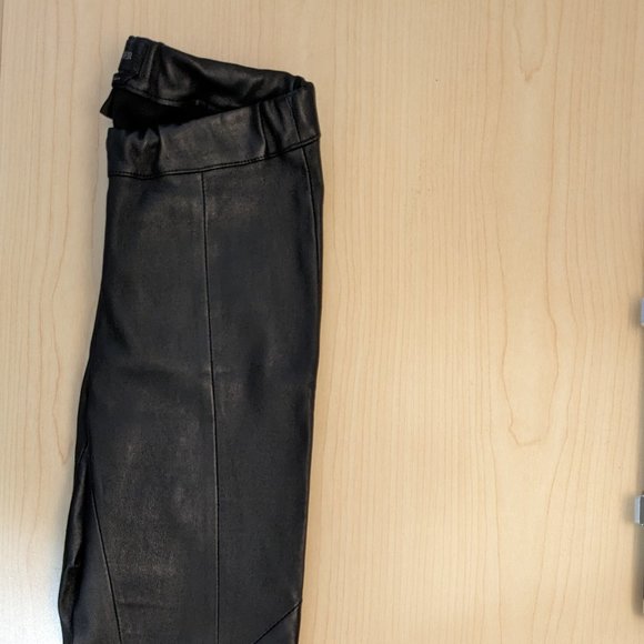 EUC Danier Leather Pants with Stretchy Waist - Picture 3 of 4